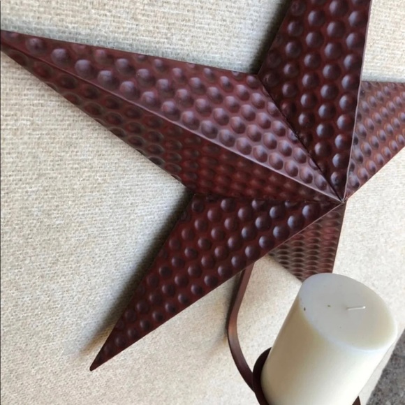 HOME INTERIORS HAMMERED BRISTOL RED STAR CANDLE HOLDER - Picture 4 of 6